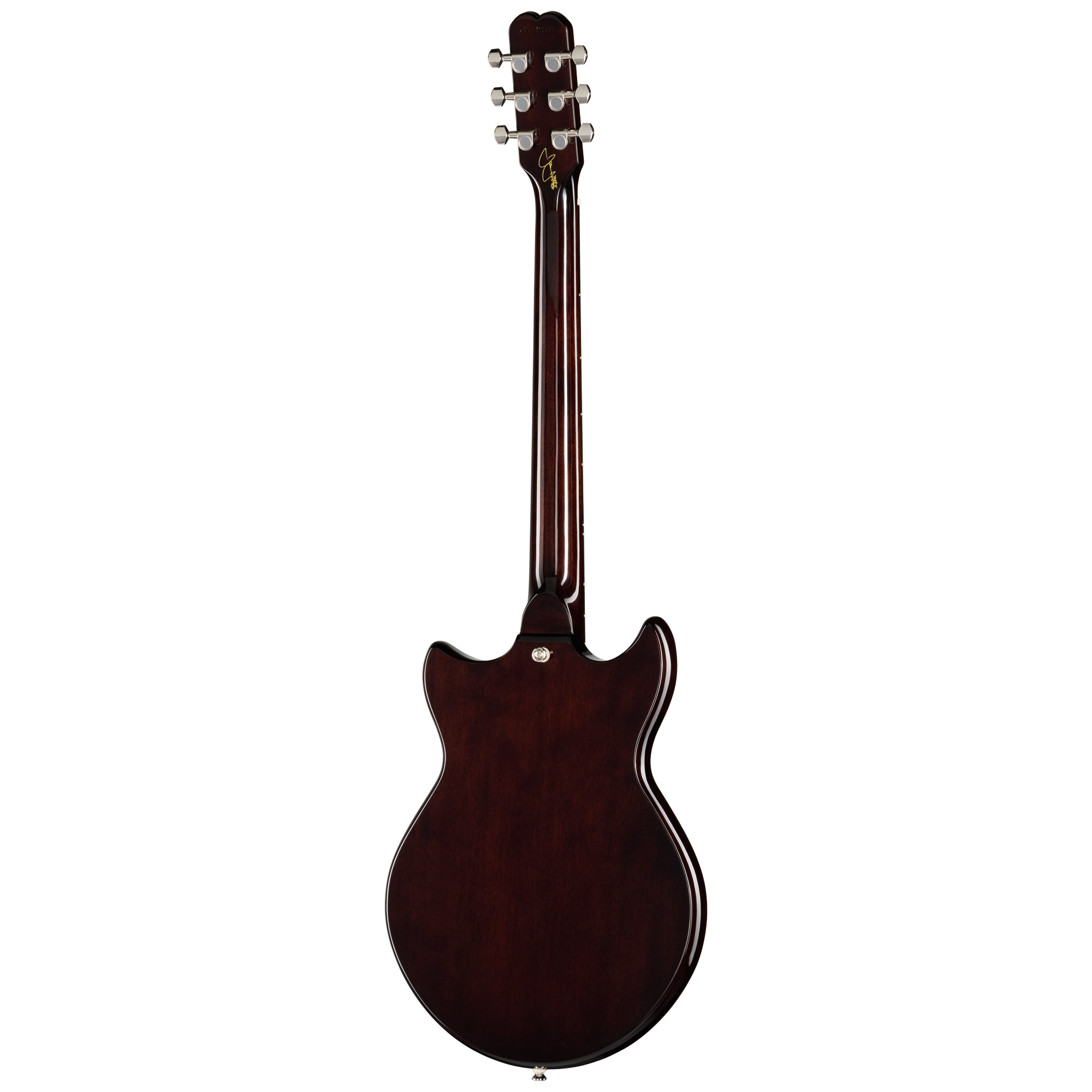 E-Gitarre, dunkelbraun, Holzkorpus, massiver Korpus, Sechs Saiten